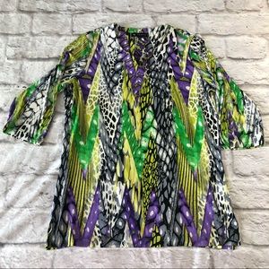 N Touch Animal Print Blouse Shirt Large